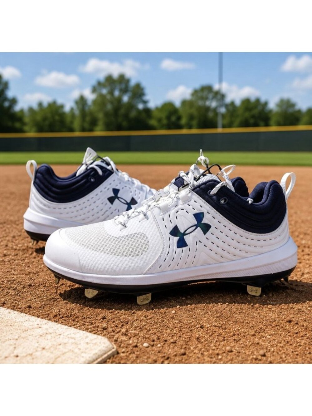 Under Armour Womens 8.5 UA Glyde Fastpitch Softball Baseball Cleats White Navy